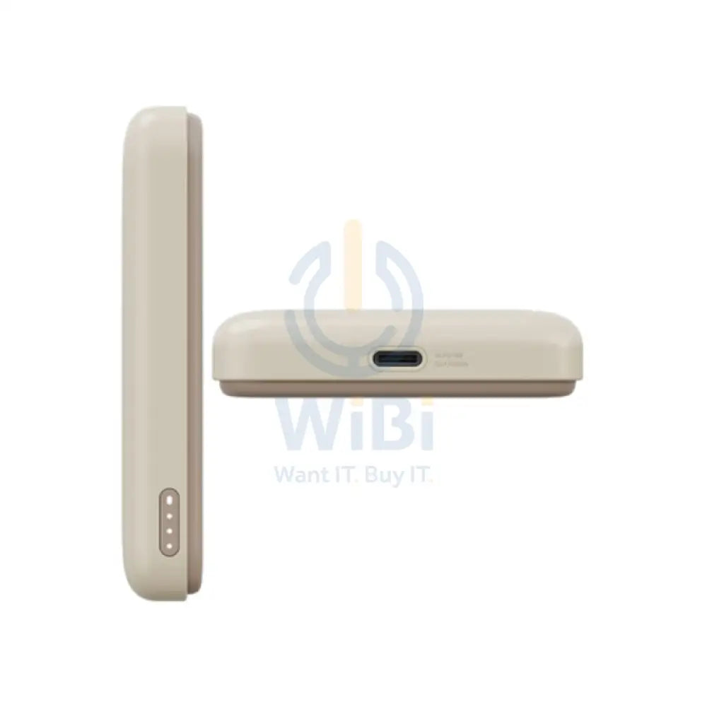 BAZIC GoPower Snap 3-In-1 MagSafe Power Bank With Apple Watch Charger - 5000mAh / USB-C / Latte Accessories > Power Bank