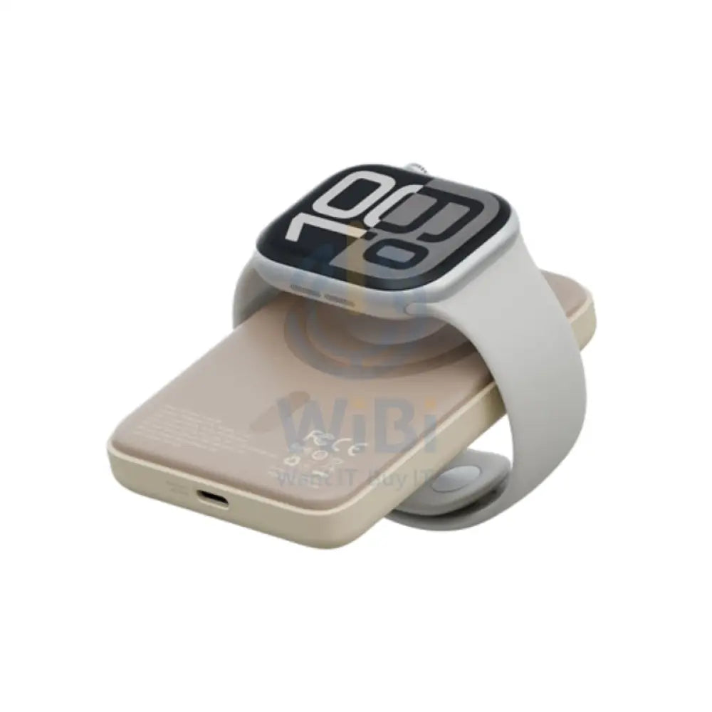 BAZIC GoPower Snap 3-In-1 MagSafe Power Bank With Apple Watch Charger - 5000mAh / USB-C / Latte Accessories > Power Bank