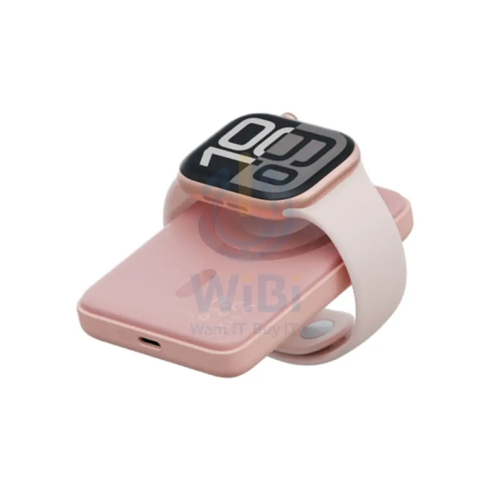 BAZIC GoPower Snap 3-In-1 MagSafe Power Bank With Apple Watch Charger - 5000mAh / USB-C / Peach Accessories > Power Bank
