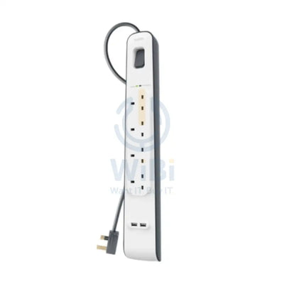 Belkin 4 Way Surge Protection Strip - 18W / 2 Meter / USB-A / USB-C / White Accessories > Power > Power Protection >