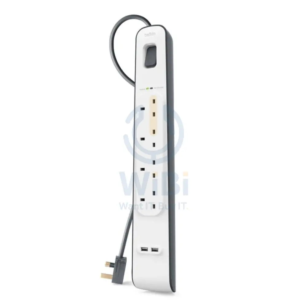 Belkin 4 Way Surge Protection Strip - 2M With 2 X 2.4Amp Usb Charging Power Extension - White Accessories > Power >