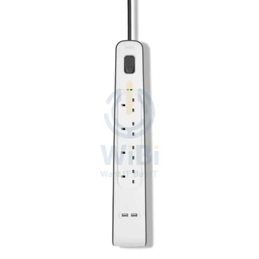 Belkin 4 Way Surge Protection Strip - 2M With 2 X 2.4Amp Usb Charging Power Extension - White Accessories > Power >
