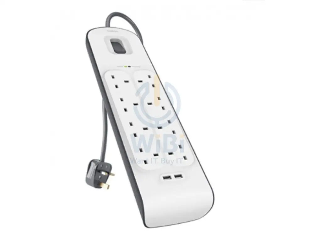 Belkin 8 Way Surge Protection Strip - 2M With 2 X 2.4Amp Usb Charging Station Power Extension - White Accessories >