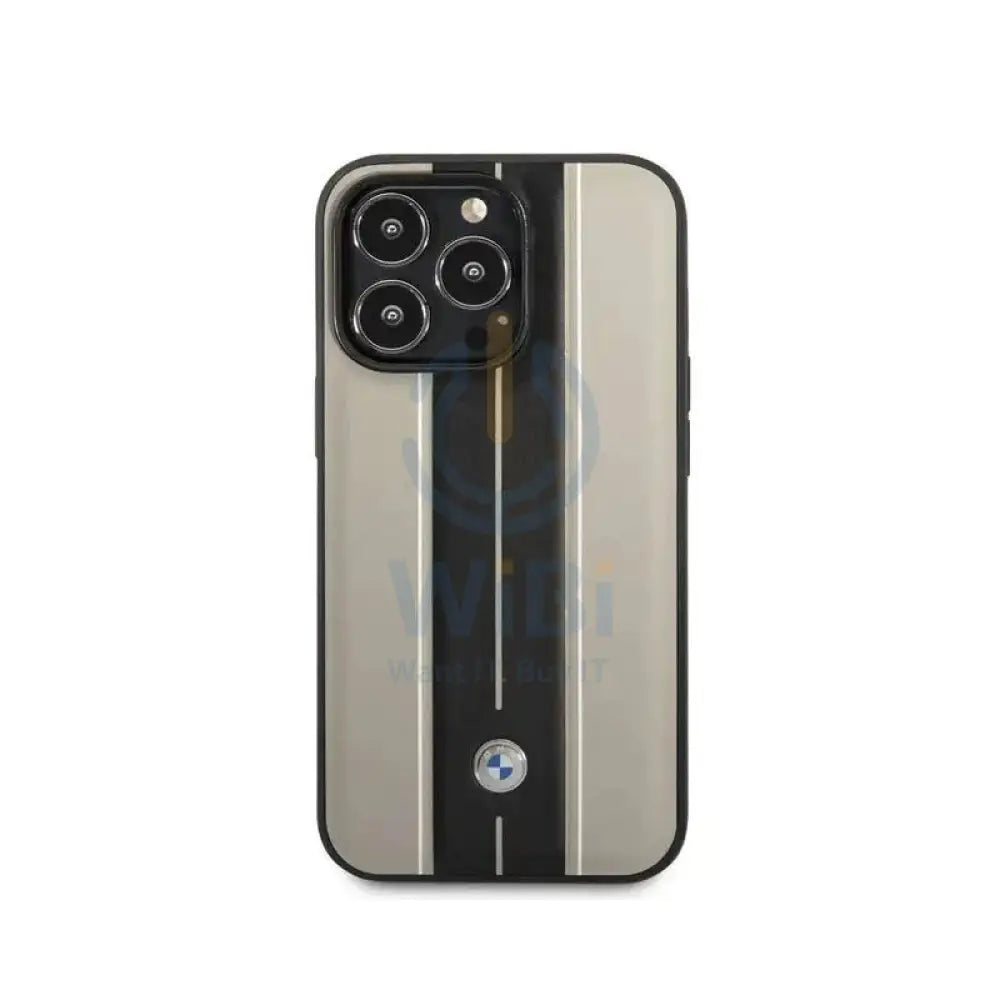 BMW iPhone 14 Pro Max Signature Collection Genuine Leather Case with Hot Stamp Lines - Beige Accessories > Mobiles &