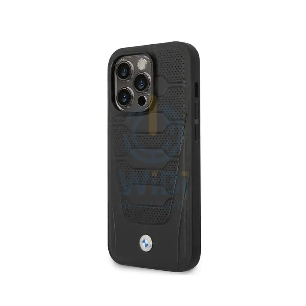 BMW iPhone 14 Pro Max Signature Collection Genuine Leather with Perforated Seats Design - Black Accessories > Mobiles &