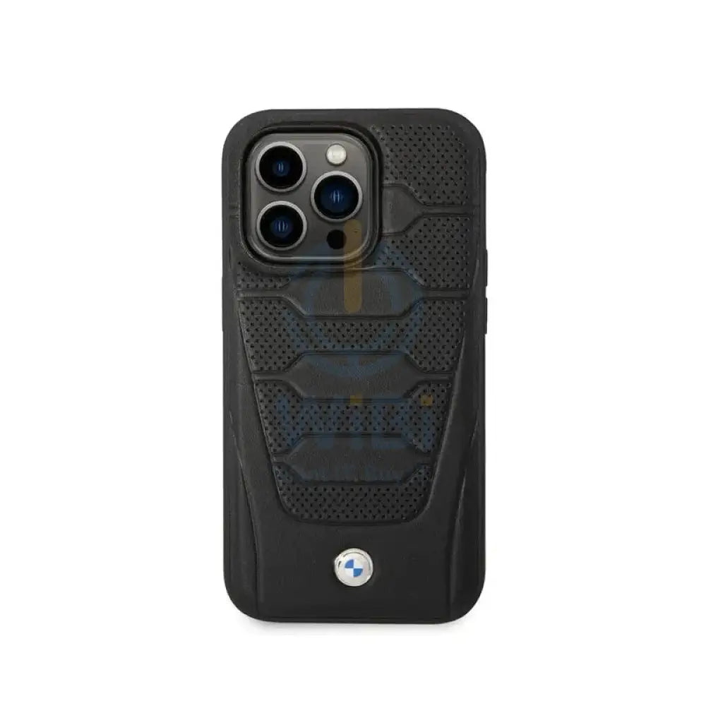 BMW iPhone 14 Pro Max Signature Collection Genuine Leather with Perforated Seats Design - Black Accessories > Mobiles &