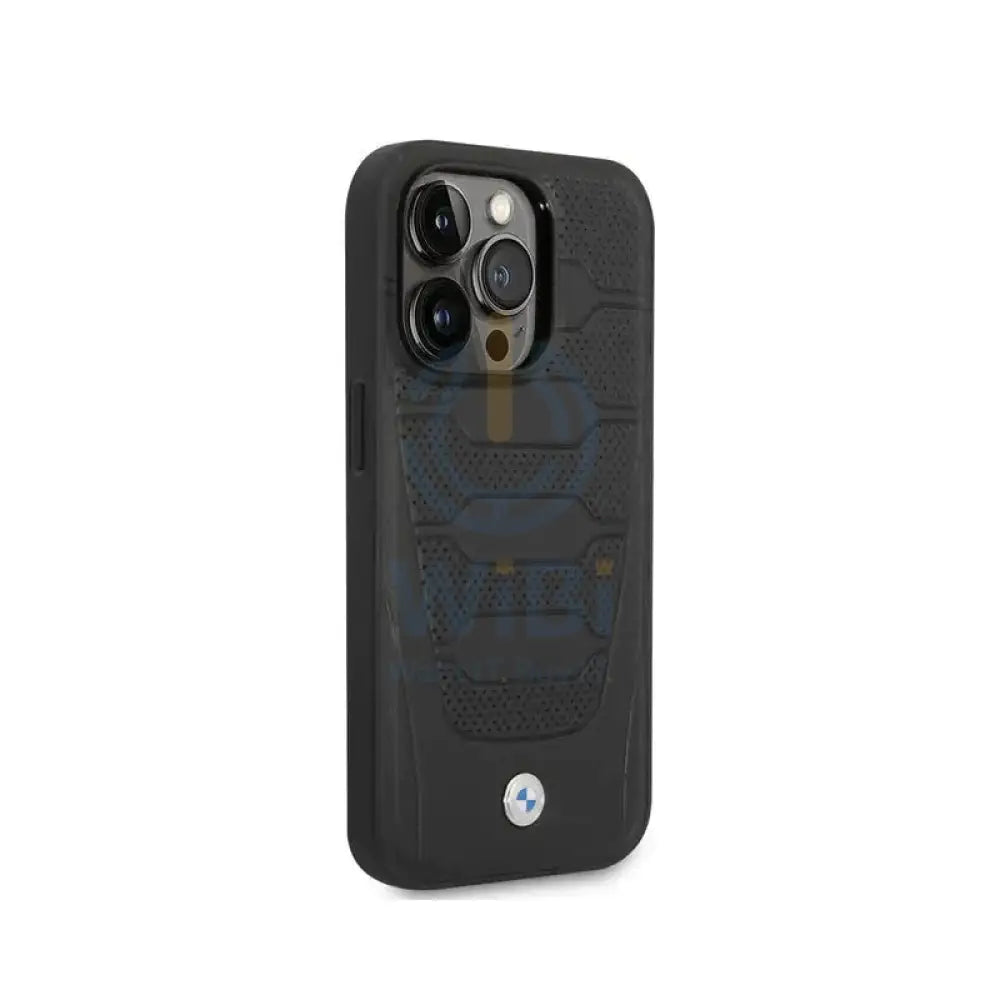 BMW iPhone 14 Pro Max Signature Collection Genuine Leather with Perforated Seats Design - Black Accessories > Mobiles &