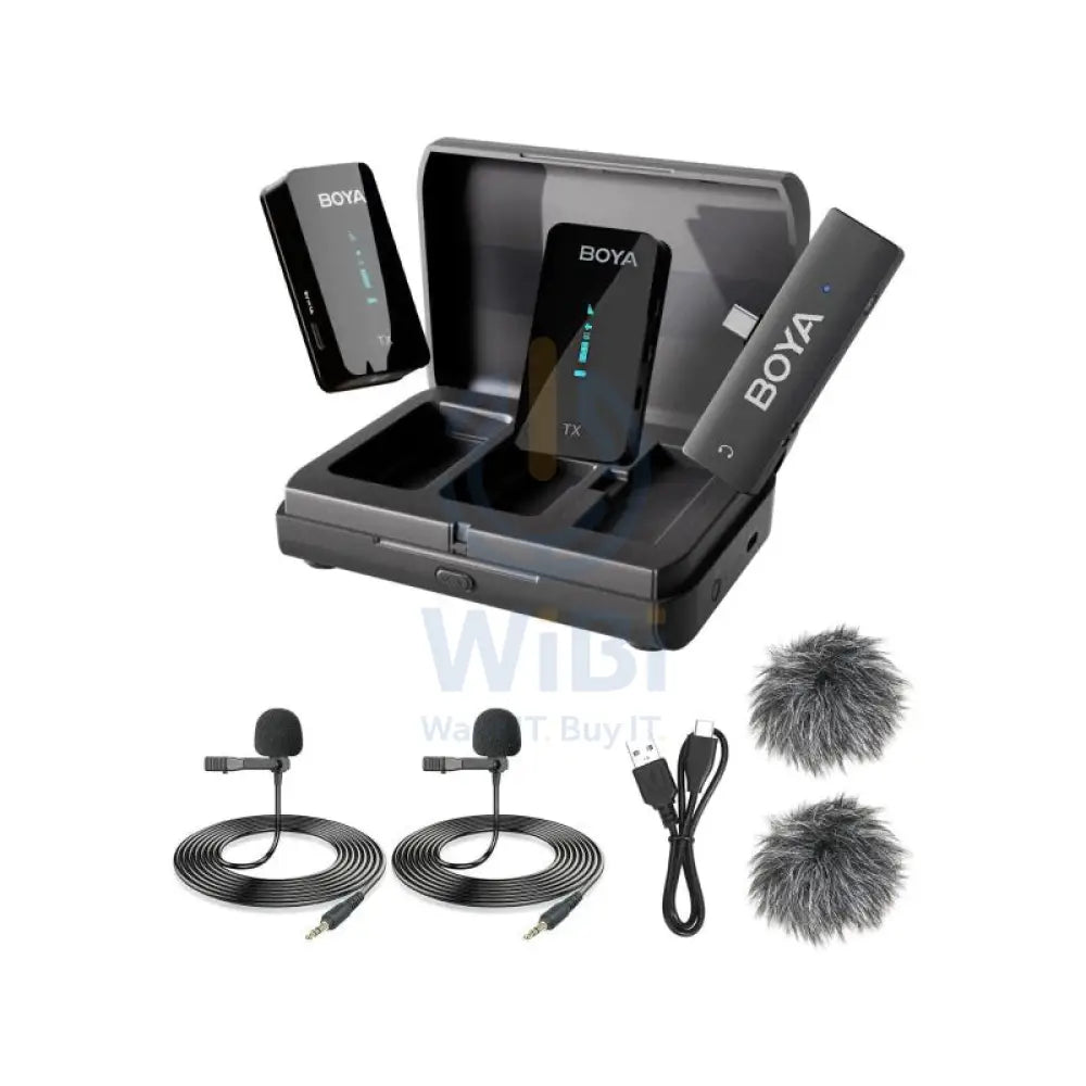 BOYA 2.4GHz Wireless Microphone for mobile device like PC smartphone tablet (2transmitters + 1receiver with Type-C