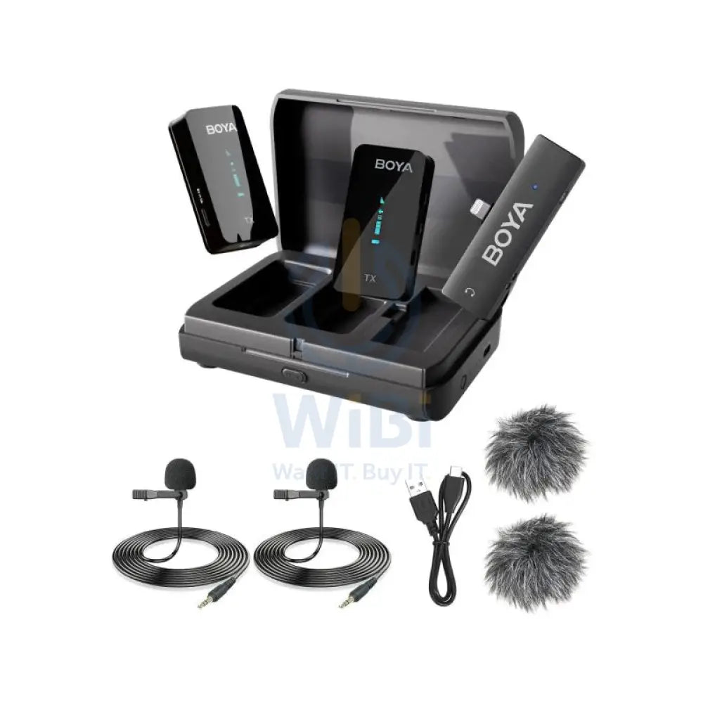 BOYA 2.4GHz Wireless Microphone for mobile device like smartphone PC tables (2transmitters + 1receiver with Lightning