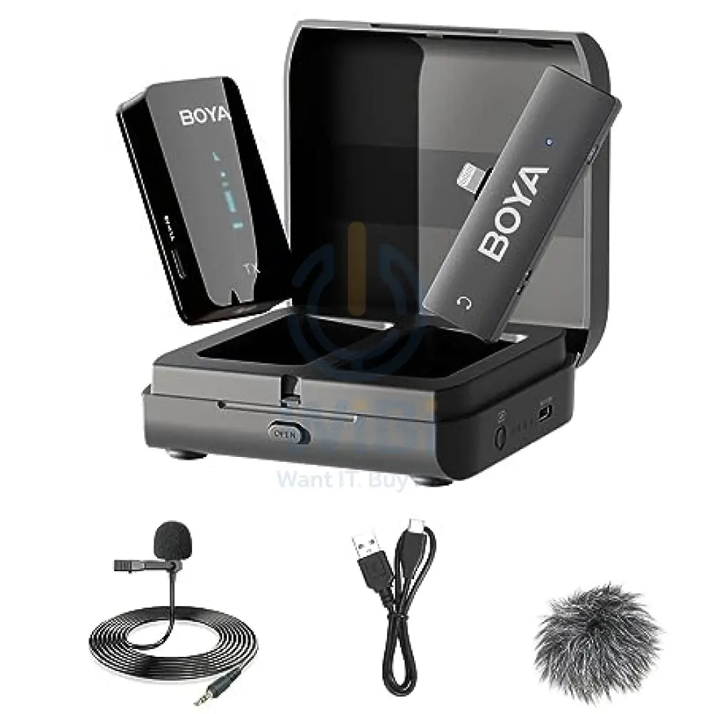 BOYA 2.4GHz Wireless Microphone for mobile device like smartphone PC tablet (1transmitter + 1receiver with Lightning