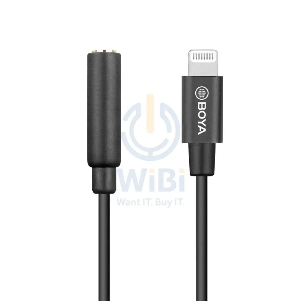 BOYA BY-K3 3.5mm Female TRS to Male Adapter Cable - 3.5mm / Lightning - Black Accessories > Cables & Converters > Cables