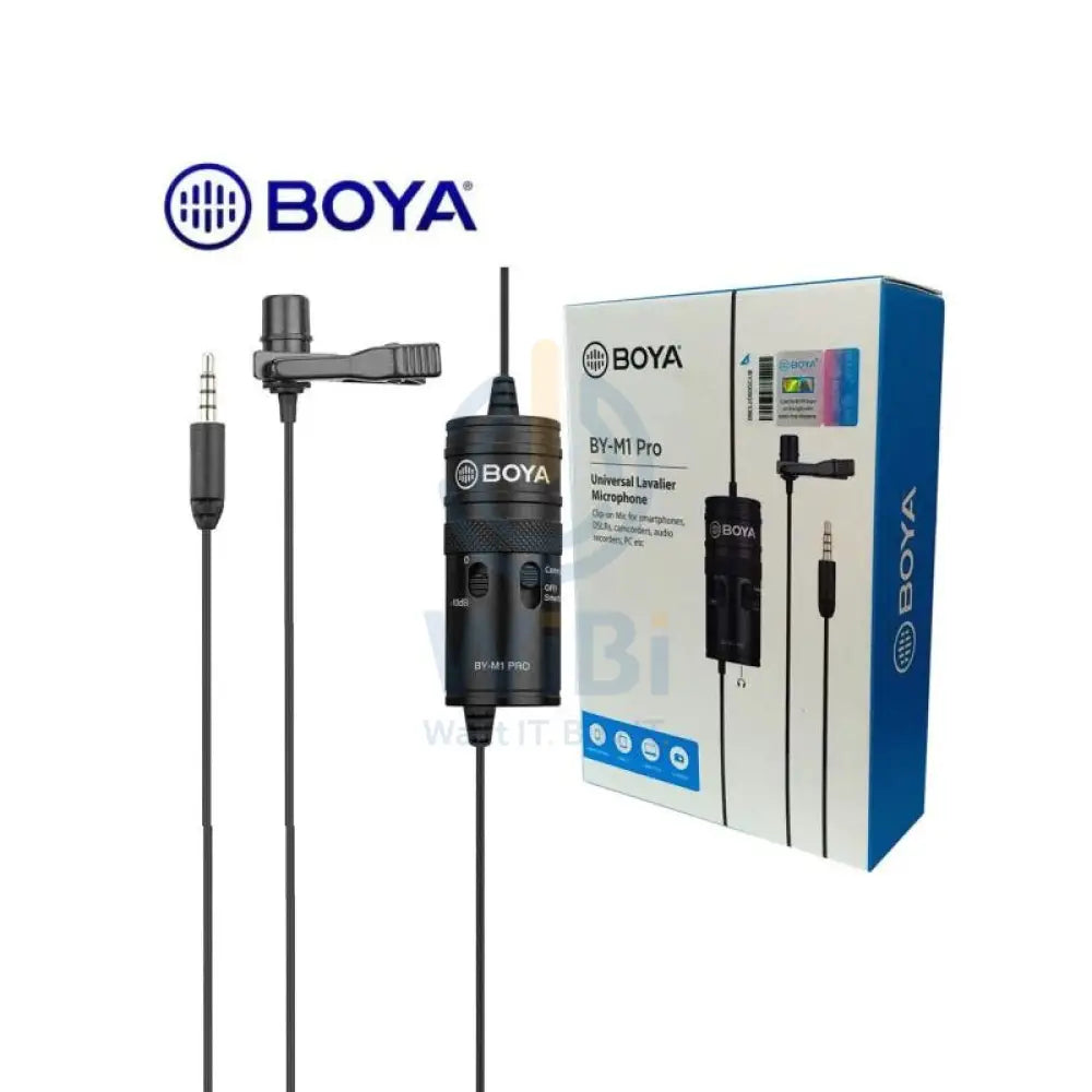 BOYA BY-M1 Pro Omnidirectional Lavalier Condenser Microphone - 65 Hz / 3.5mm Jack / Wired - Black Accessories > Audio >