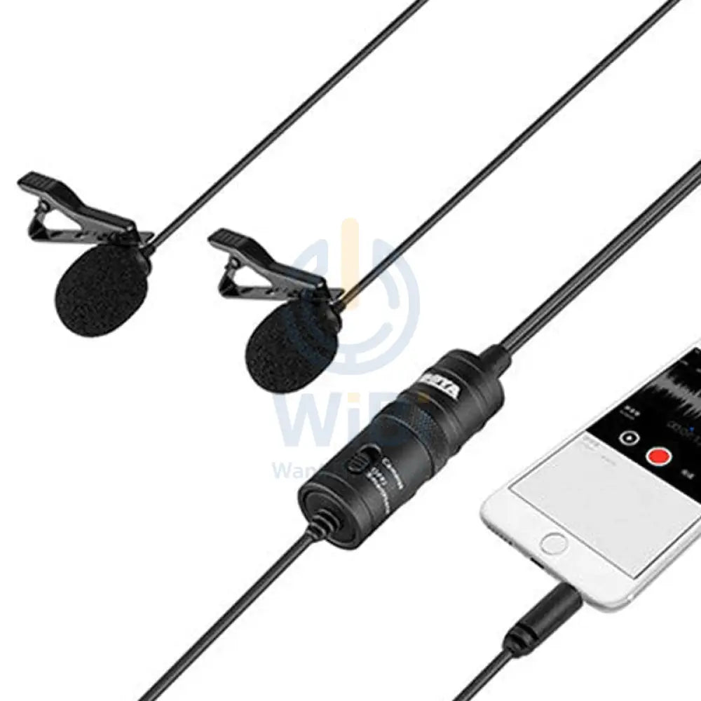 BOYA Dual Mic Lavalier microphone for Smartphones and DSLRs - Black Accessories > Audio > Microphone
