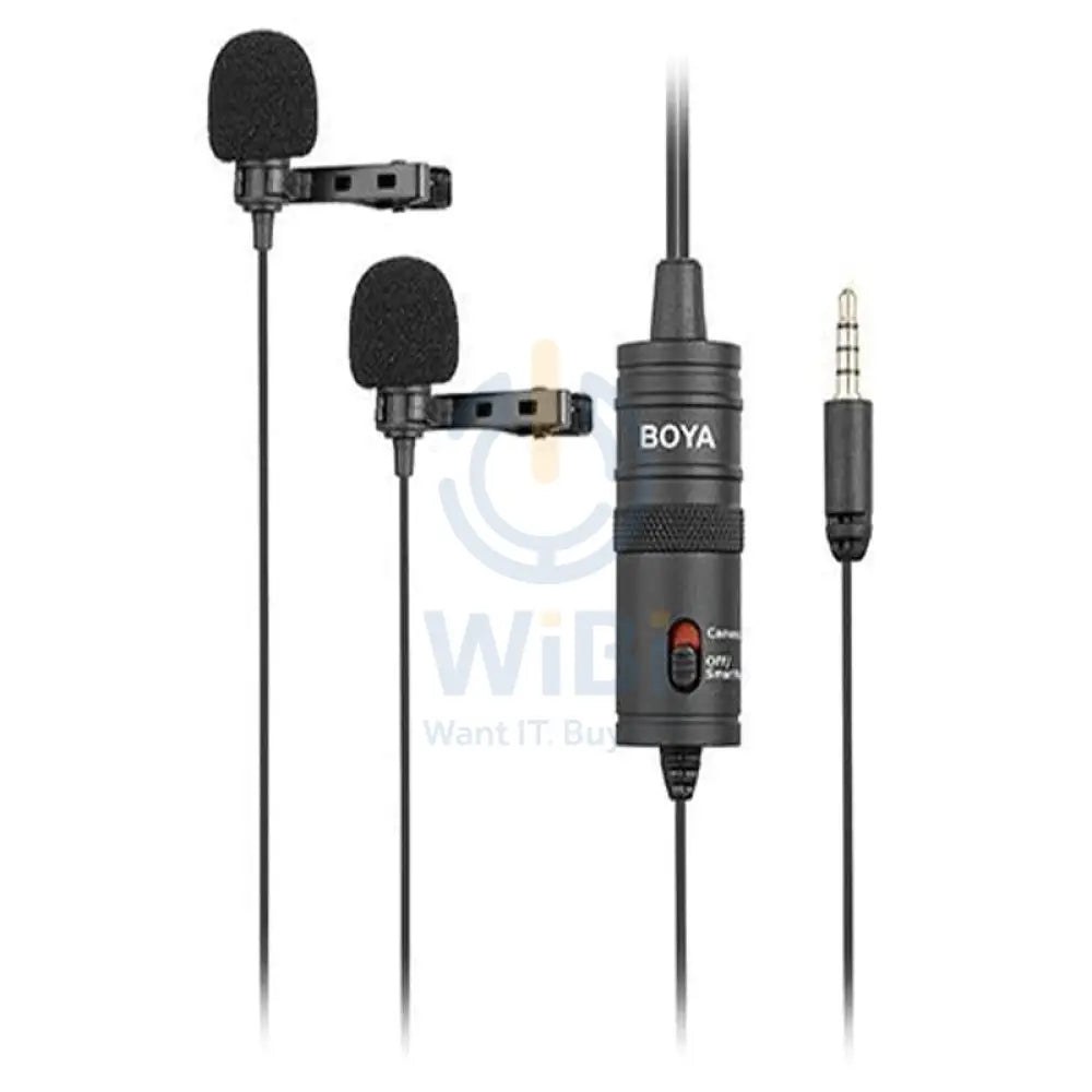 BOYA Dual Mic Lavalier microphone for Smartphones and DSLRs - Black Accessories > Audio > Microphone