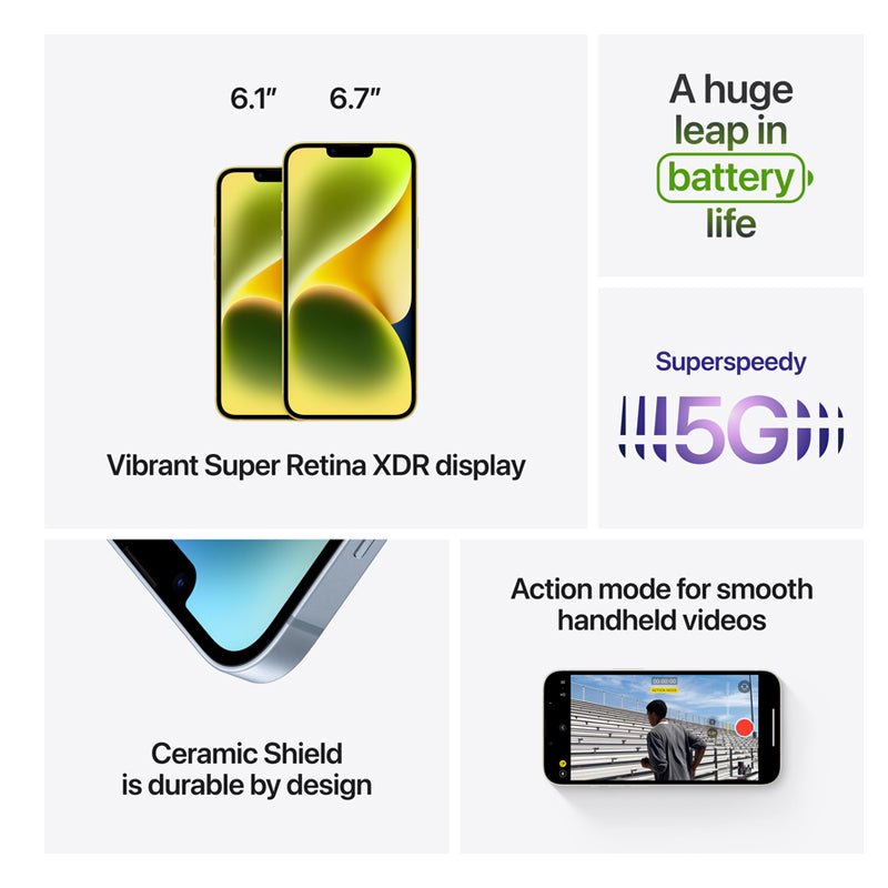 ابل ايفون 14 - 512 جيجابايت / أصفر / 5جي / 6.1'' هواتف تابلت > هواتف