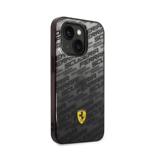 Ferrari iPhone 14 Pro Max Gradient PC/TPU Case with Allover Scuderia & Dyed Bumper - Black Accessories > Mobiles &