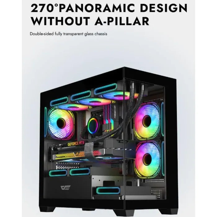 Darkflash C218M Gaming Case - White (With 3 x ARGB Fans + 650W PSU Included)