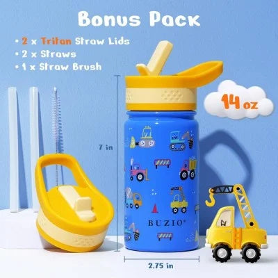 Buzio Kids Bottle with Straw Lid 500ML - Cars