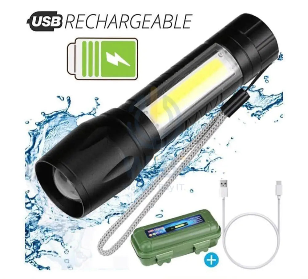 Clarity Metal Flashlight Rechargeable Torch – Black Accessories > Smart Devices