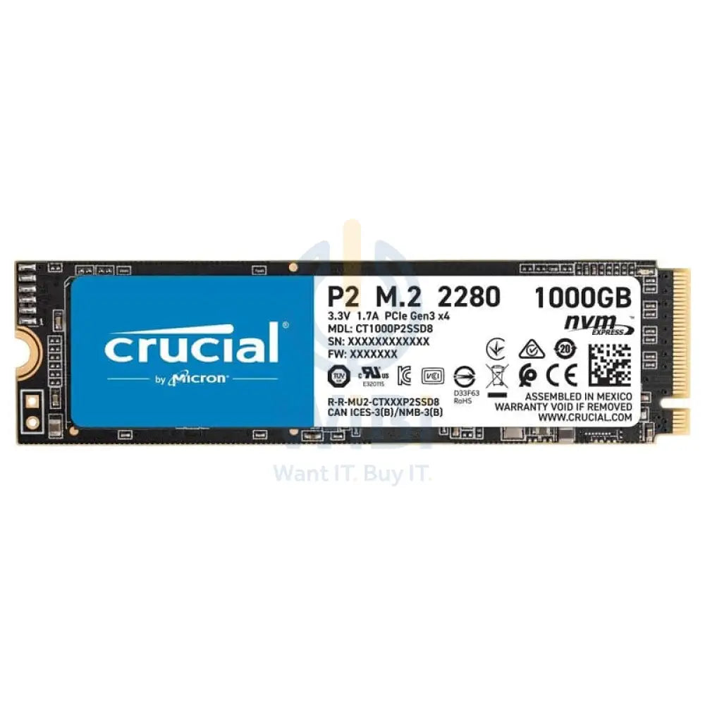 Crucial P2 - 1TB / M.2 2280 / PCIe 3.0 - SSD (Solid State Drive)