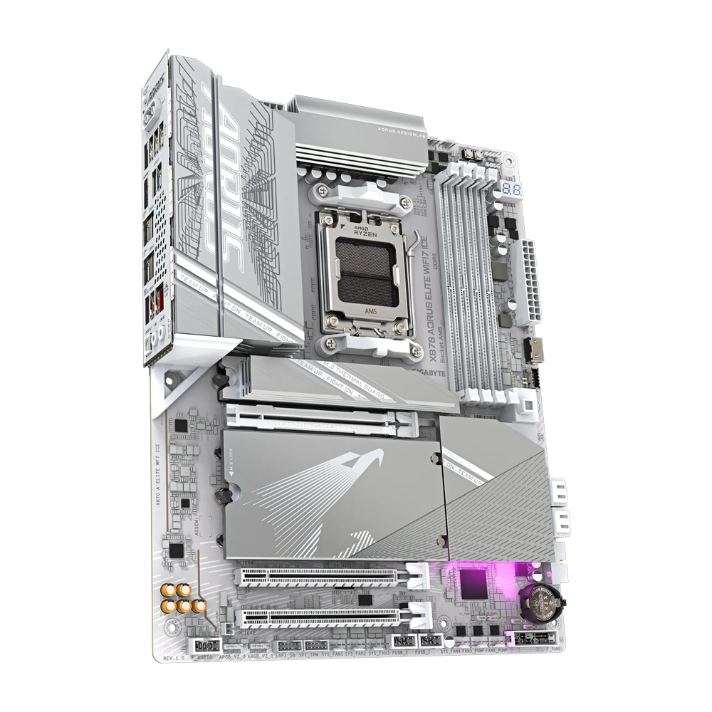 GIGABYTE X870 AORUS ELITE ICE 1.1 Motherboard - DDR5 / Wi-Fi7 / Bluetooth/ HDMI / DisplayPort / USB - White
