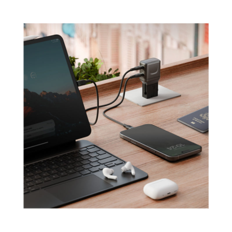 Energea Travelgo محول - 65W / يو اس بي/ Gunmetal