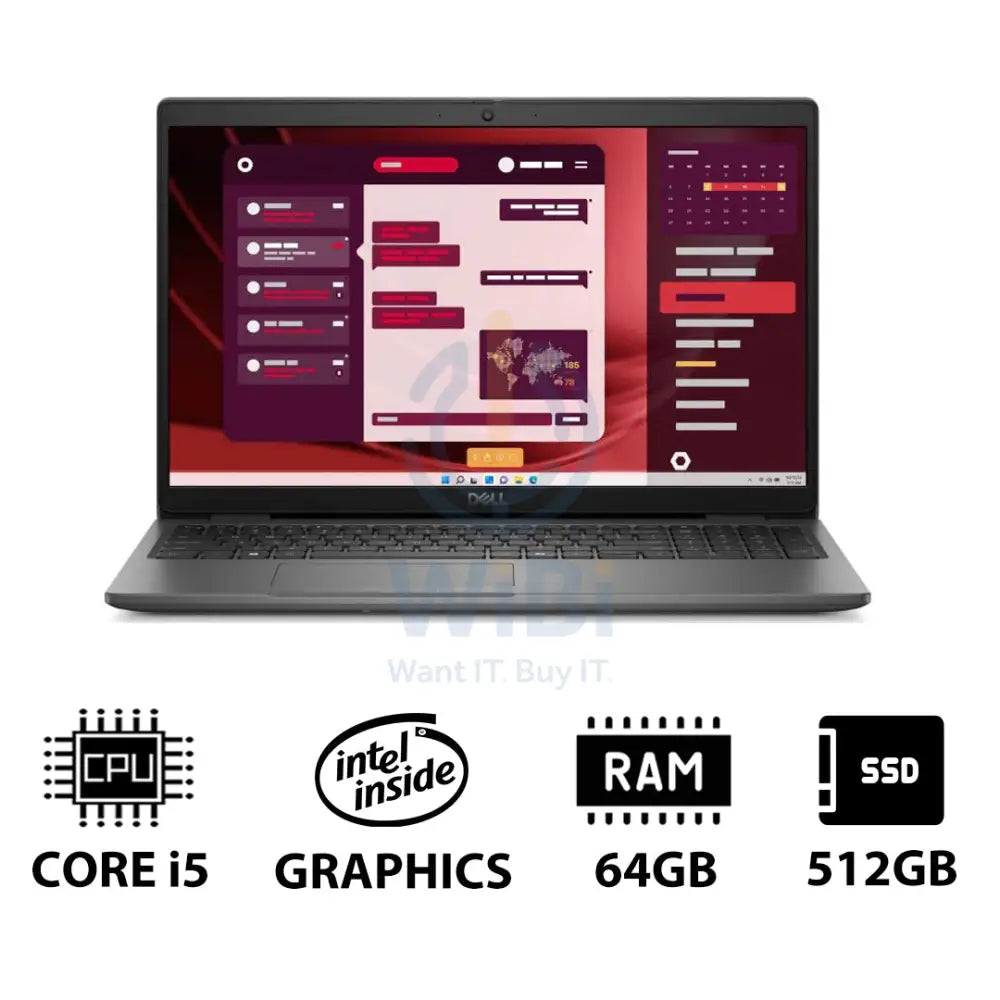 ديل لاتيتيود 3550 - 15.6 بوصة FHD / آي 5 / 64 جيجابايت / 512 جيجابايت (NVMe م.2 إس إس دي) / دوس (بدون نظام تشغيل) ضمان سنة - لابتوب لابتوبات