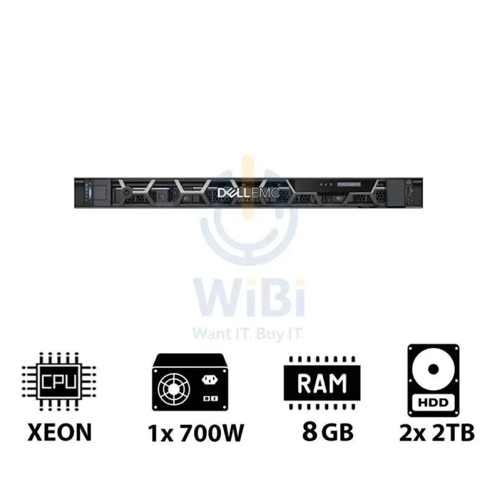 Dell PowerEdge R250 - Xeon E-2324G 3.10GHz / 4-Cores / 8GB / 2x 2TB HDD / 1x 700Watts / Rack (1U) Server & Workstations