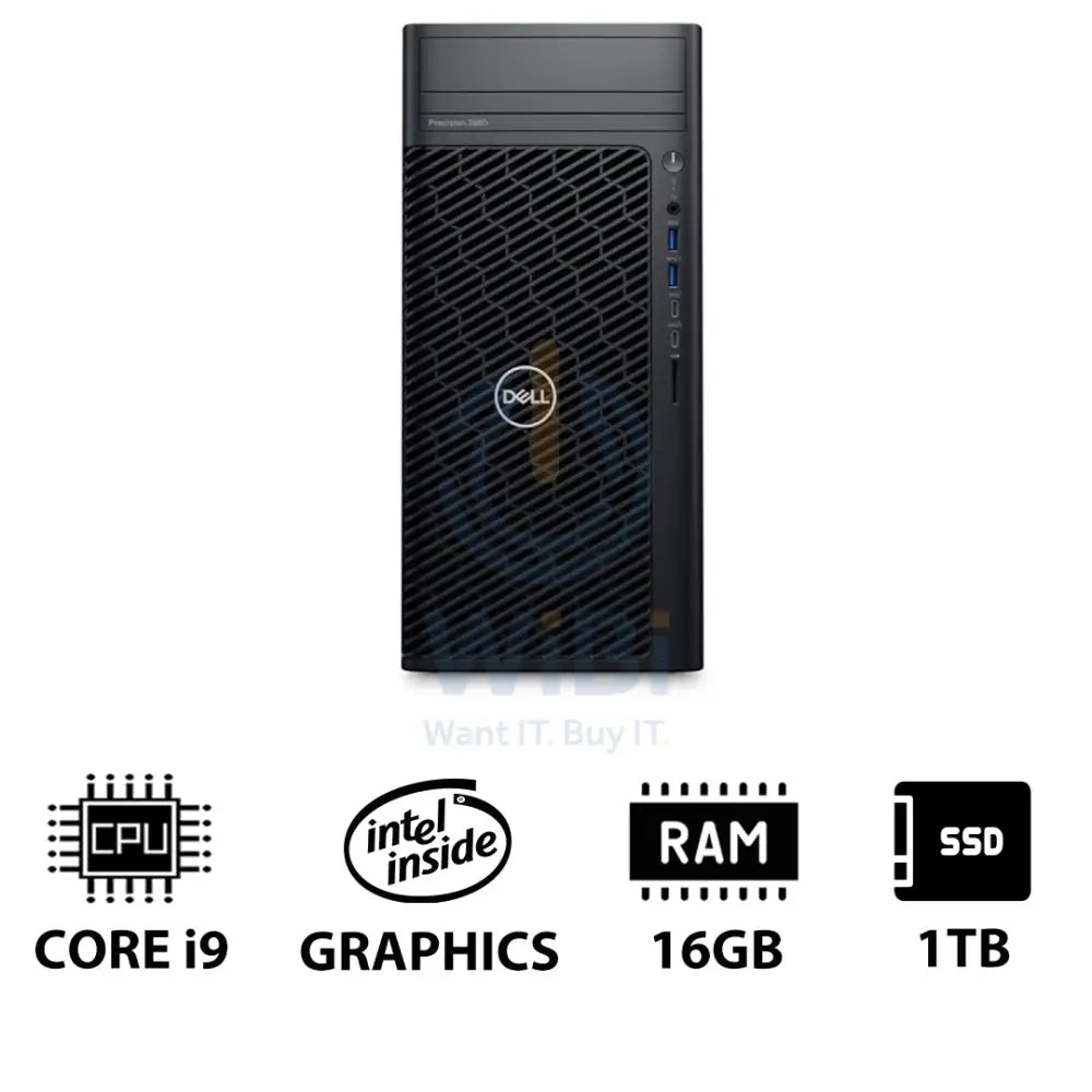 Dell Precision 3680 Tower Workstation - i9-14900 2.0GHz / 24-Cores / 16GB / 1TB (NVMe M.2 SSD) / DOS (Without OS) / 3YW