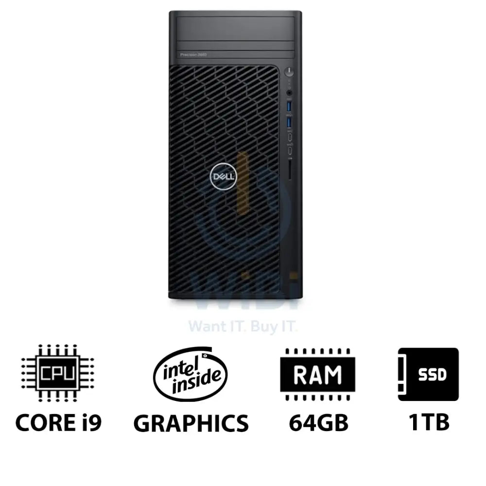 Dell Precision 3680 Tower Workstation - i9-14900 2.0GHz / 24-Cores / 64GB / 1TB (NVMe M.2 SSD) / DOS (Without OS) / 3YW