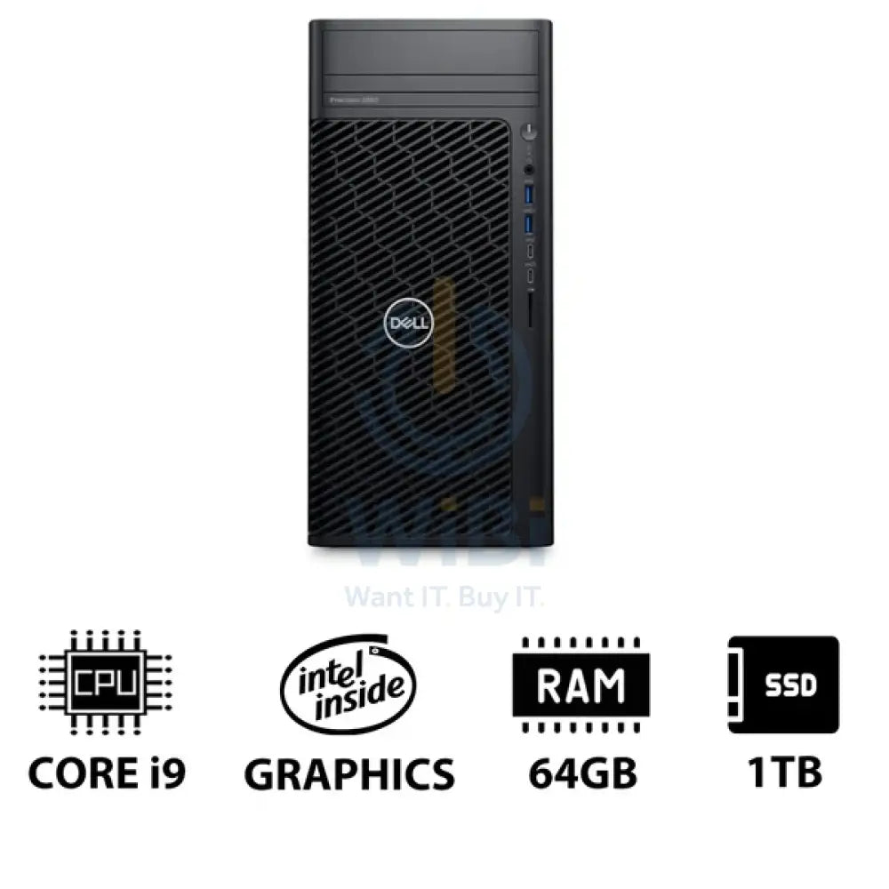 Dell Precision 3680 Tower Workstation - i9-14900 2.0GHz / 24-Cores / 64GB / 1TB (NVMe M.2 SSD) / Win 11 Pro / 3YW