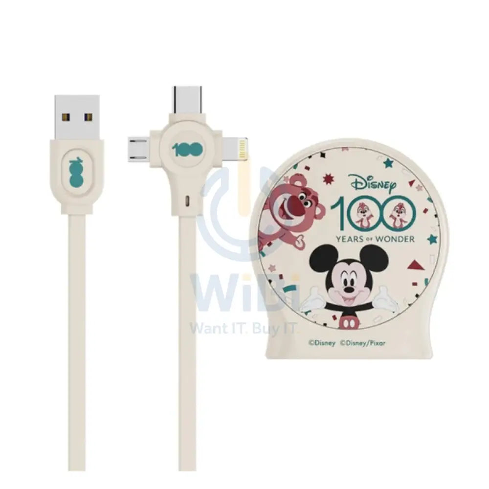 Disney QS-C01 100th anniversary one-to-three telescopic data cable - Mickey Beige Accessories > Cables & Converters >