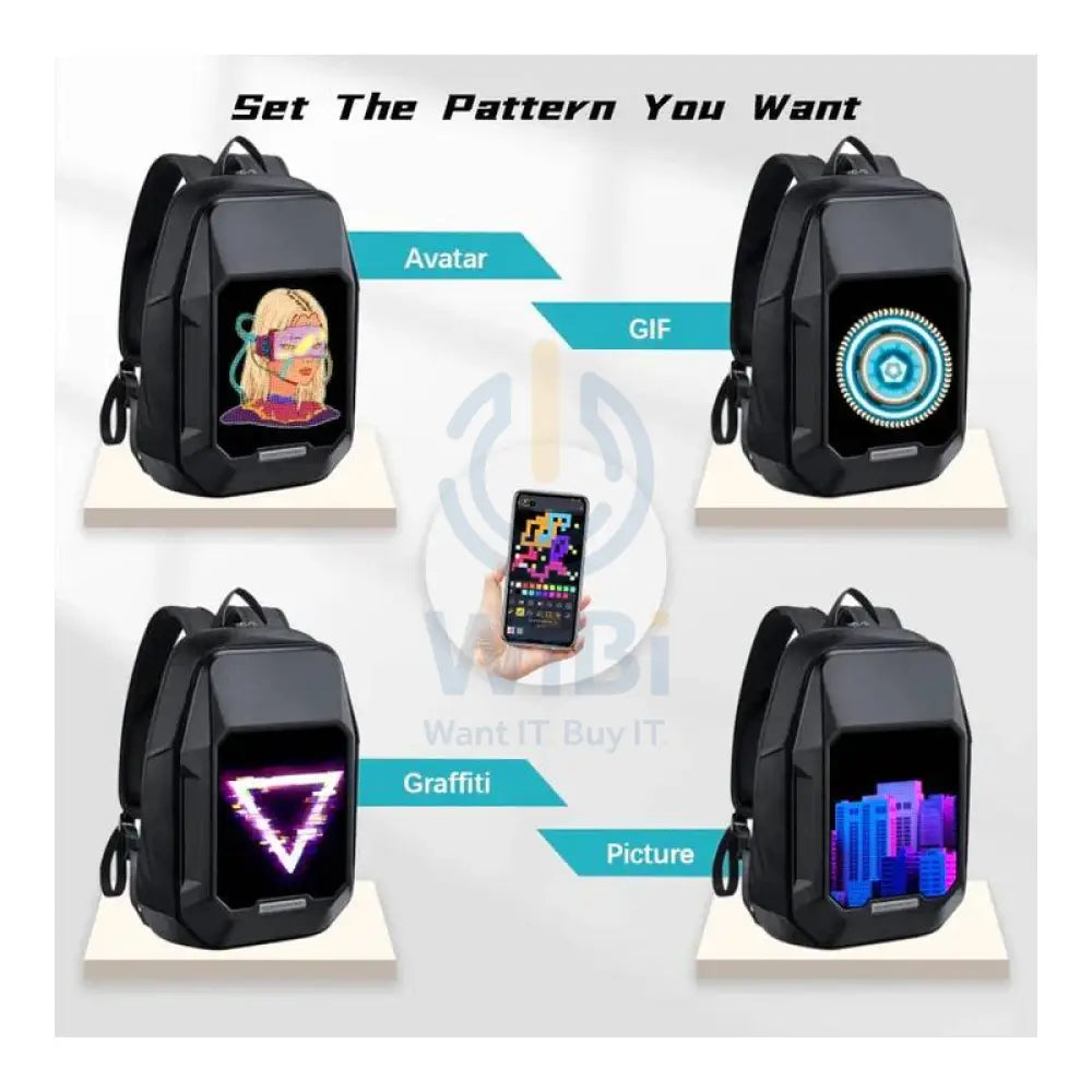 Divoom CyberBag Customizable Pixel LED Animation Display Backpack - Black Accessories > Bag