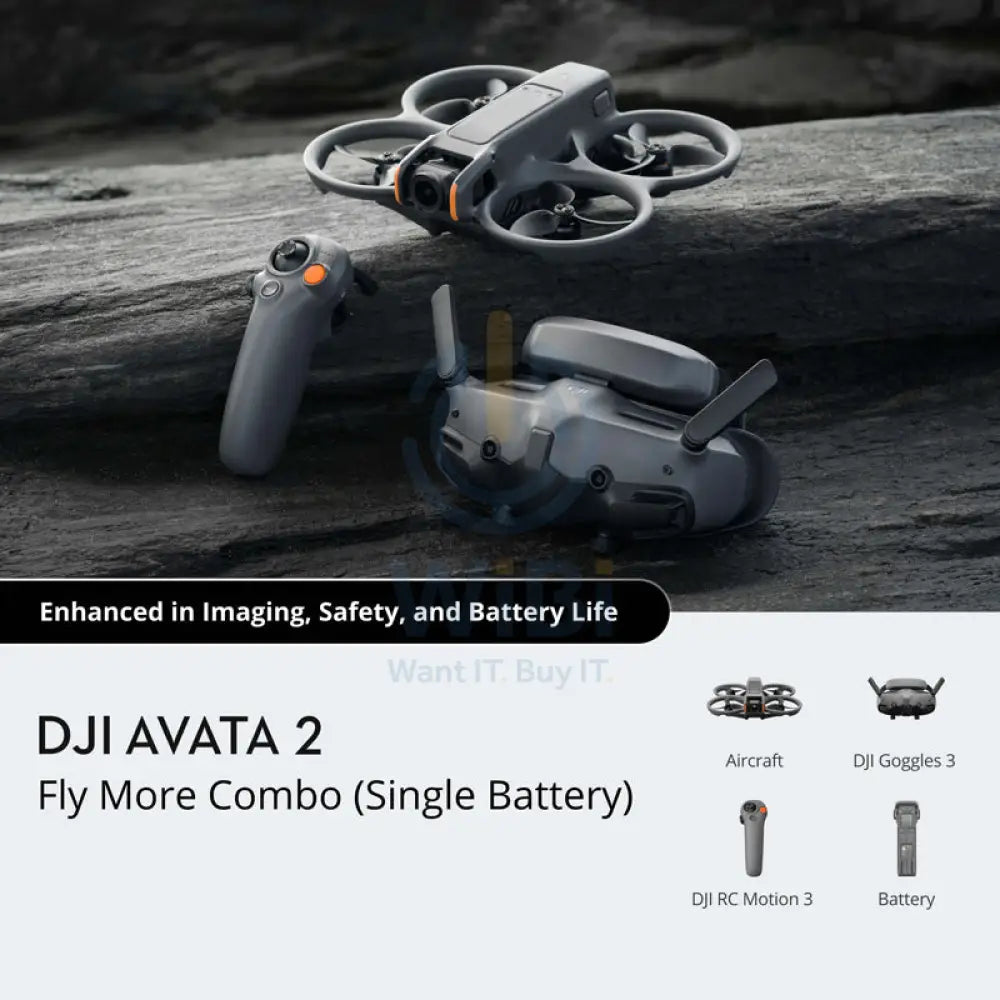 DJI Avata 2 Fly More Combo (3 Batteries) - 2150mAh / 12MP / 4K HDR / WiFi - Black Smart Devices > Drones & Accessories