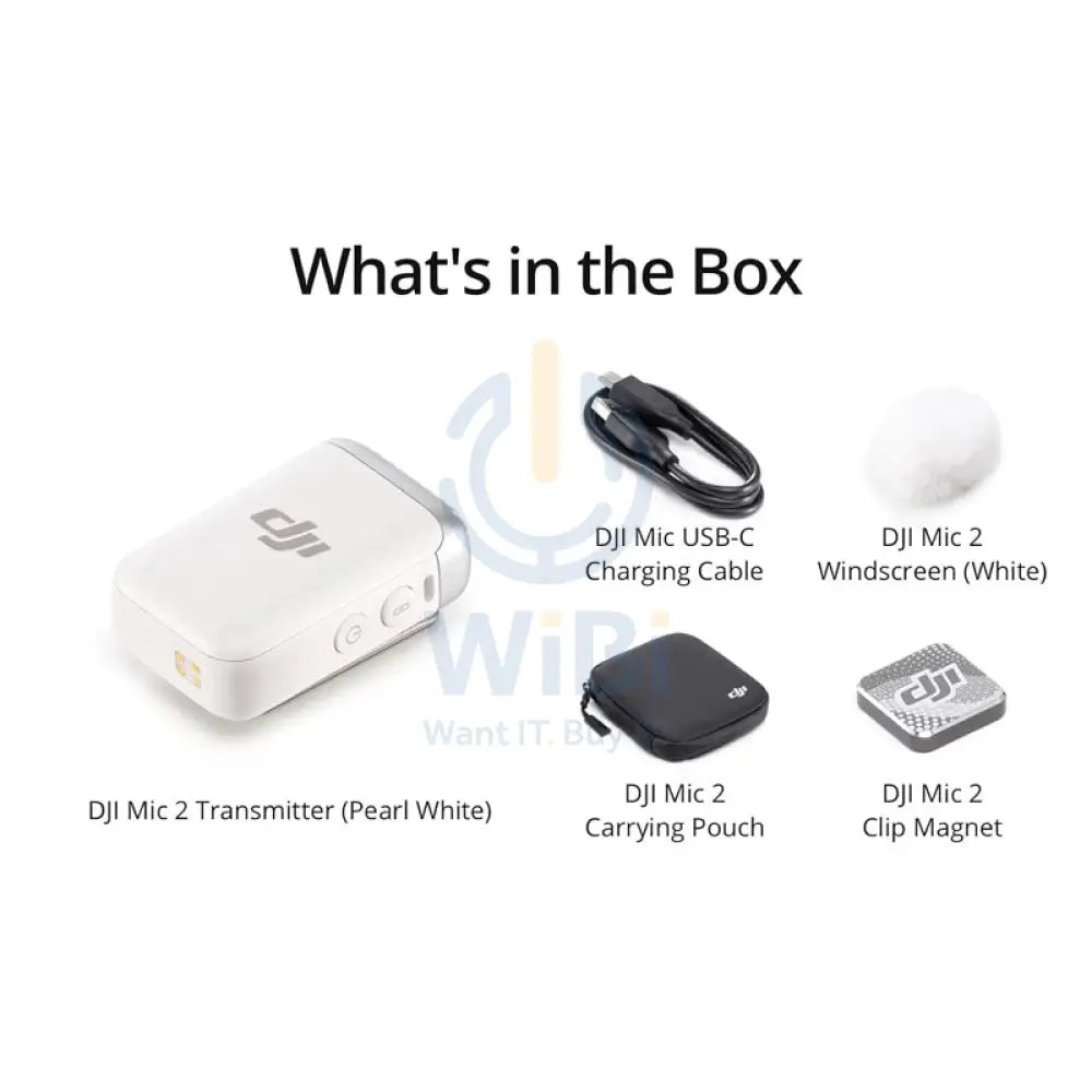 DJI Mic 2 Transmitter Microphone - 2.4 GHz / 360mAh / Bluetooth / USB-C - Pearl White Accessories > Smart Devices