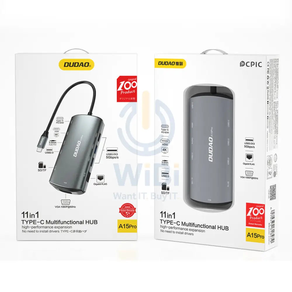 DUDAO A15PRO 11-In-1 Multi-Function HUB - USB-C / Grey Accessories > USB Hub