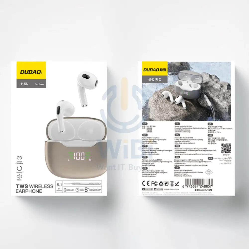 DUDAO U15N TWS Wireless Earbuds - In-Ear / Wireless / Gold Accessories > Audio > Headphones