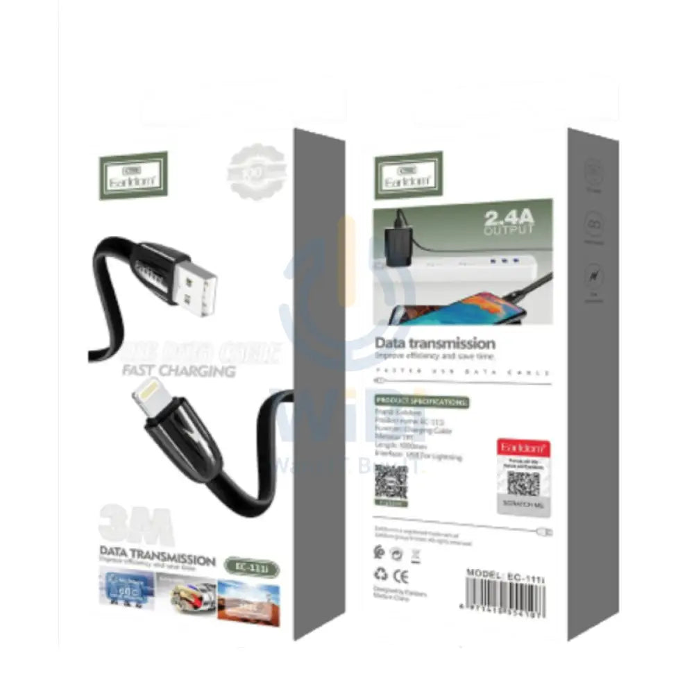Earldom EC-111i Fast Charger Data Cable - Lightning / 3 Meter / Black Accessories > Cables & Converters > Cables