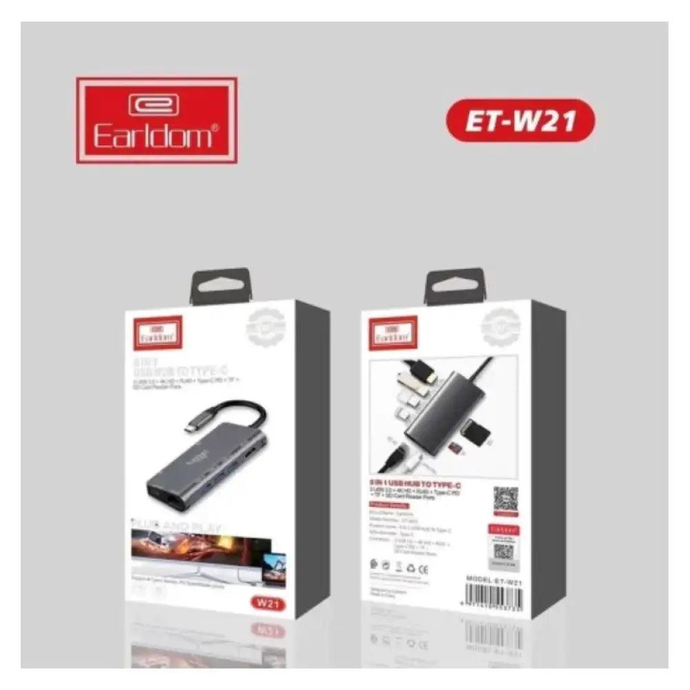 Earldom ET-W21 8 In 1 Type-C Multifunctional HUB Accessories > USB Hub