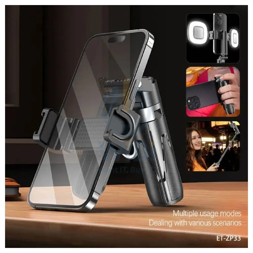 عصا السيلفي ثلاثية القوائم ET-ZP33 3 في 1 - أسود اكسسوارات > هواتف تابلت > هاتف > حامل / حاملات / حوامل