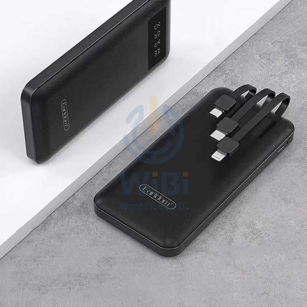 Earldom PB-41 Backup Phone Charger Powerbank - 10000mAh / LCD / Lightning / Type-C / Micro / USB - Black Accessories >