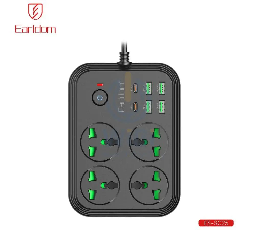 Earldom Power Extension - 4 Way / USB / USB-C / Black Accessories > Power > Power Protection > Surge Protector