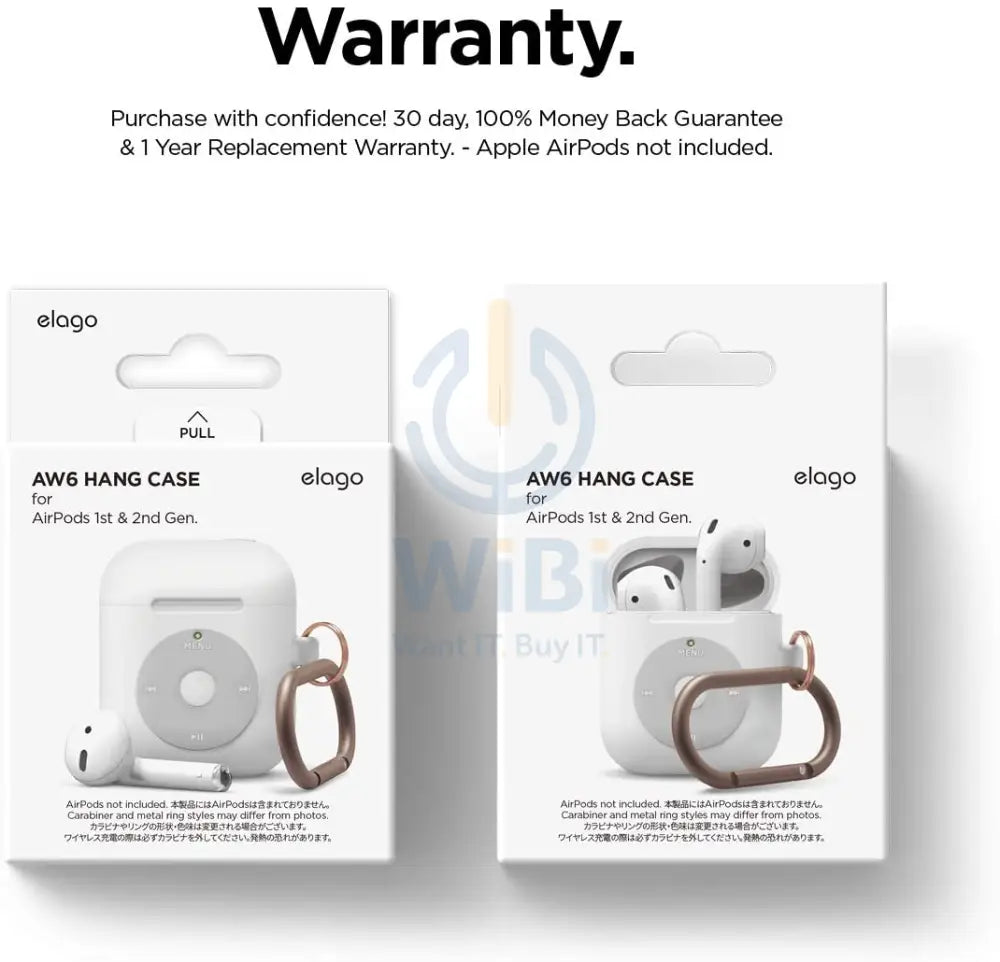 Elago AirPods 1&2 AW6 Hang Case (iPod) - White Accessories > Mobiles & Tablets > Mobiles