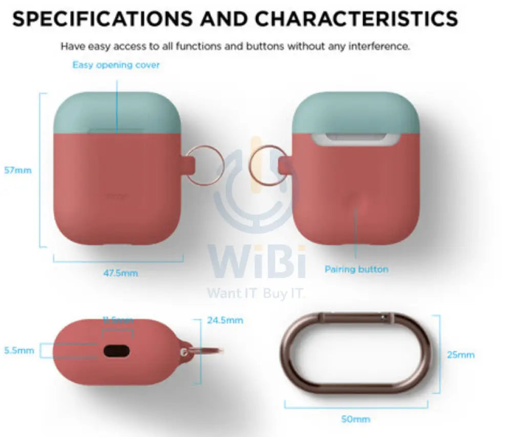 Elago AirPods 1 & 2 Duo Hang Case - Body-Italian Rose / Top-Coral Blue Yellow Accessories > Mobiles & Tablets