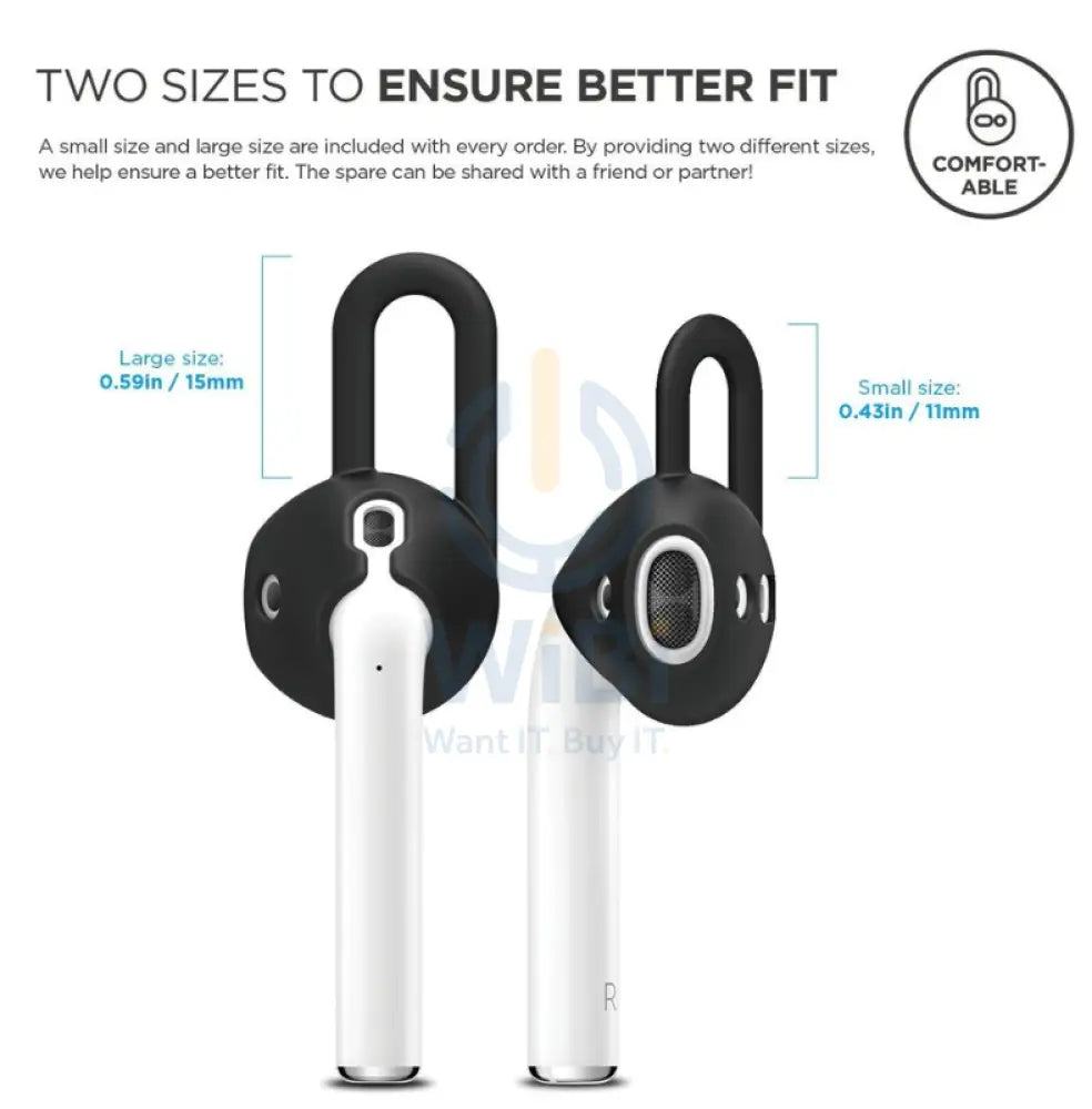 Elago AirPods 1 & 2 EarPad Hook (2 Pairs) - Black Accessories > Mobiles & Tablets > Mobiles