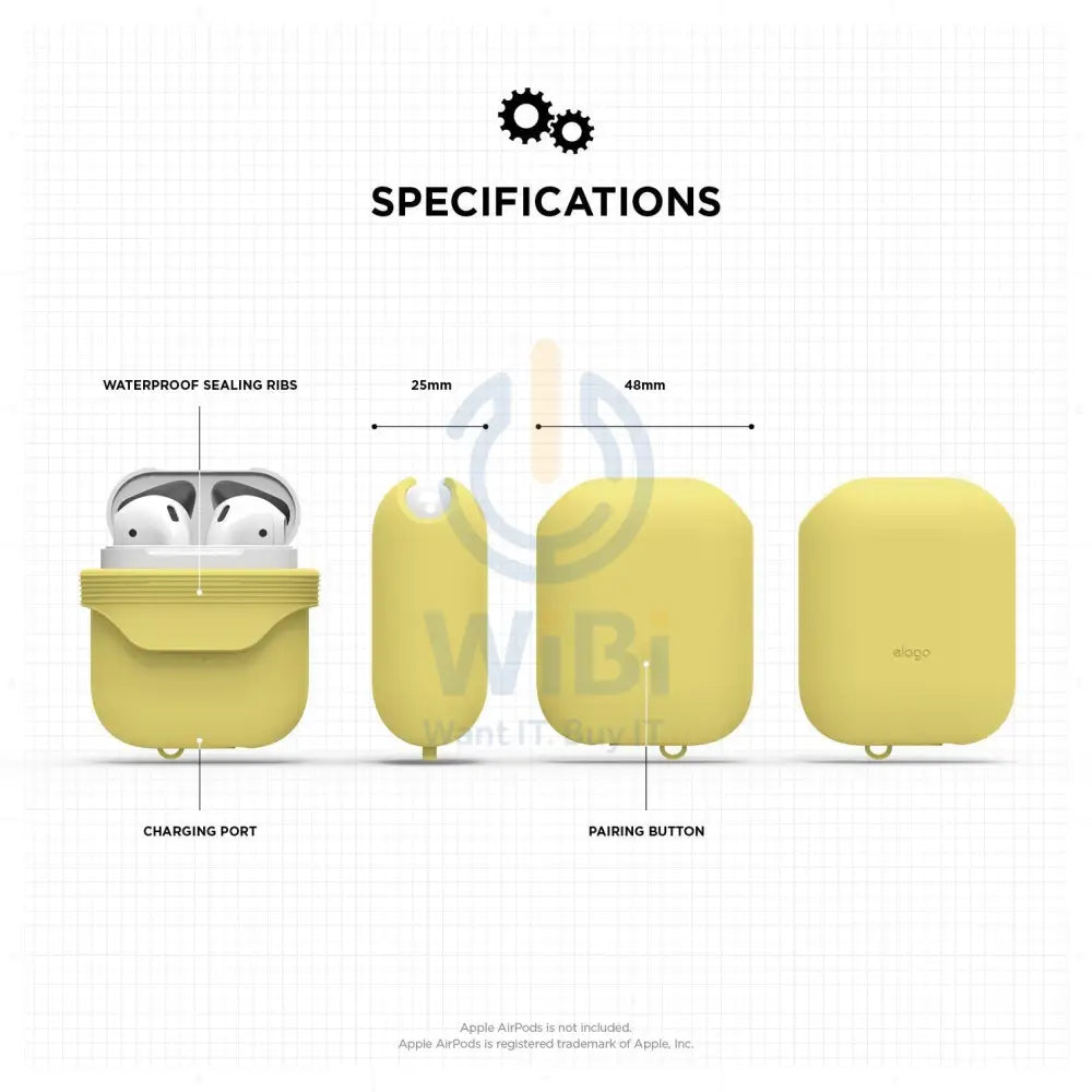 إلاجو ايربودز مقاوم للماء حافظة كريمي أصفر اكسسوارات هواتف تابلت هواتف