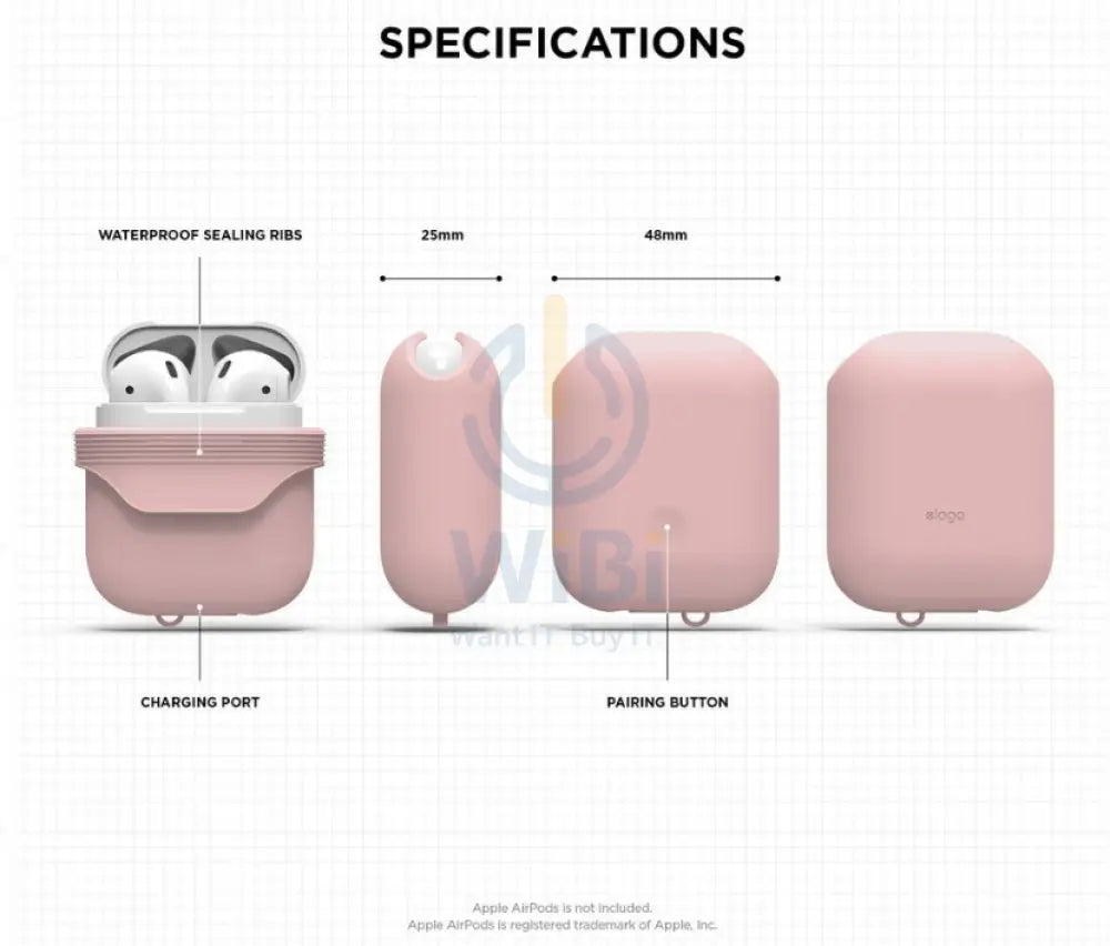 إلاجو ايربودز & 2 مقاوم للماء حافظة اللون الوردي جميلاكسسوارات هواتف تابلت هواتف