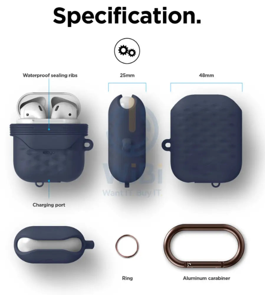 Elago AirPods 1 & 2 Waterproof Hang Active Case - Jean Indigo Accessories > Mobiles & Tablets > Mobiles