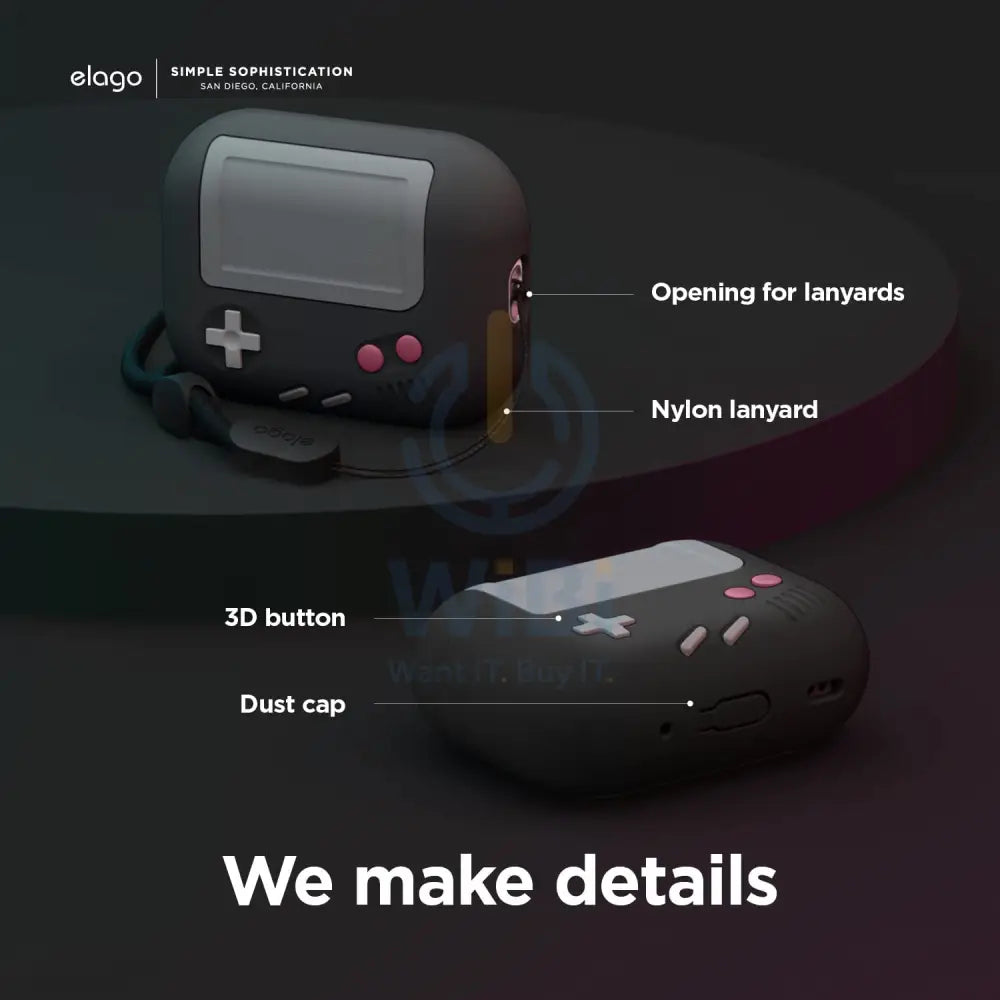 Elago AirPods Pro 2 AW5 Case with Round Straps - Black Accessories > Mobiles & Tablets