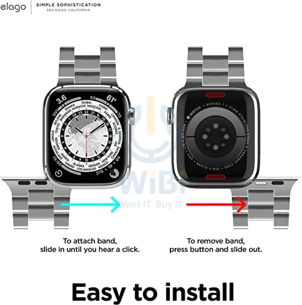 Elago Apple Watch 42/44/45mm/Ultra Metal Band - Silver Accessories > Smart Watches > Straps